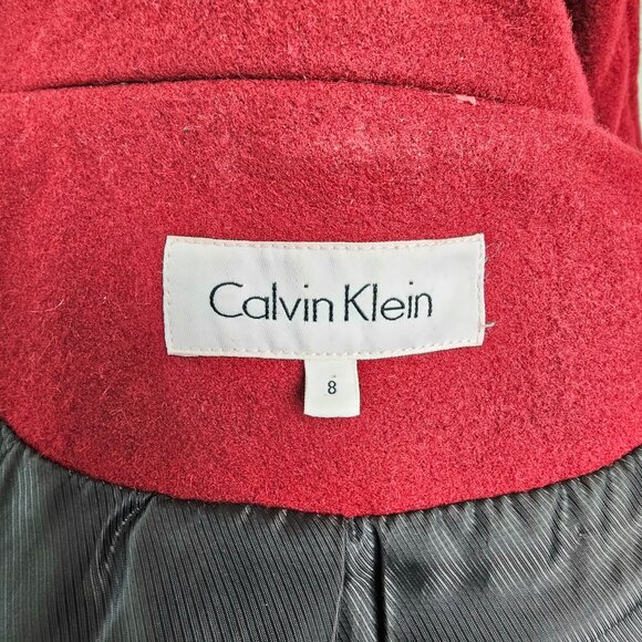Listing Title: Calvin Klein Power Dressing Red Wool Pleated Coat 8 - Picture 15 of 16
